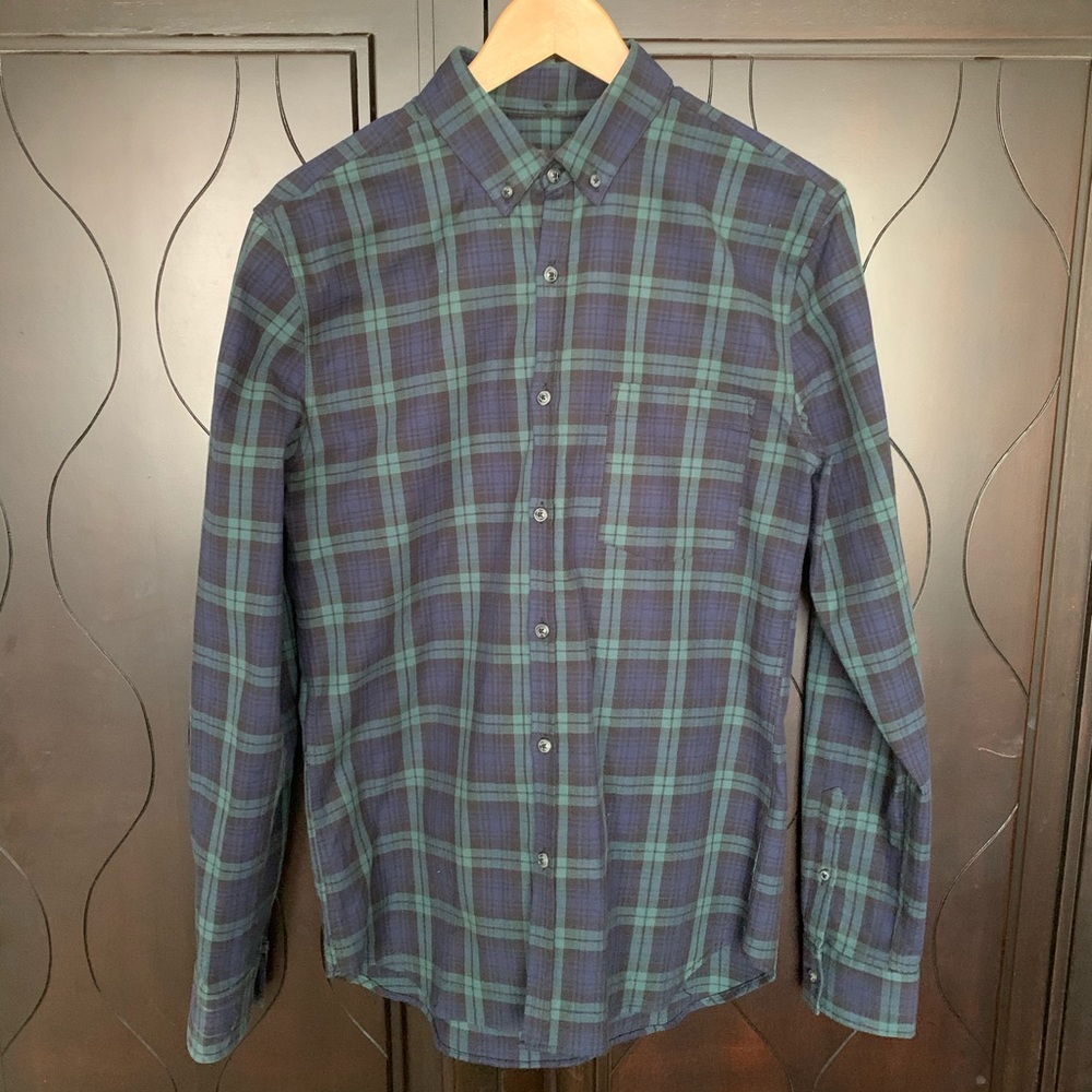 Topman Classic Green and Blue Plaid Shirt